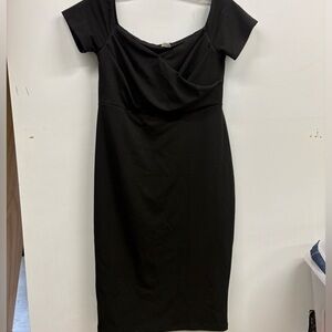 Pinkblush Black Off-Shoulder Midi Maternity Dress